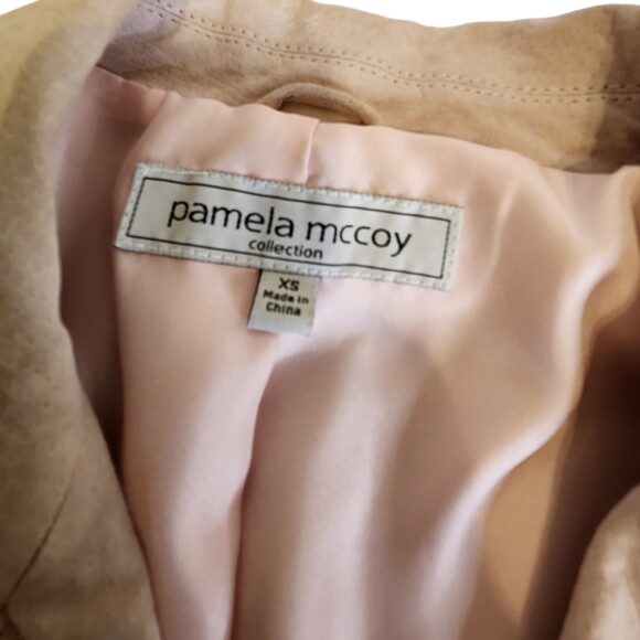 Pamela McCoy Women’s Pink Suede Leather Biker Jacket XS – Ruffle Hem Designer - Picture 10 of 16